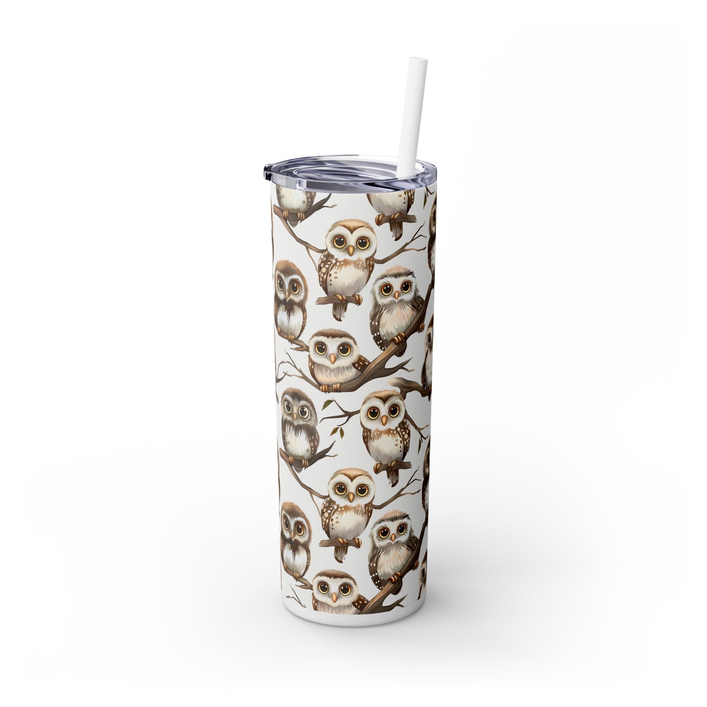 Insulated 20 oz Tumbler with Lid & Straw, Baby Owlets - Double-walled Stainless Steel, Keeps Drinks Hot or Cold