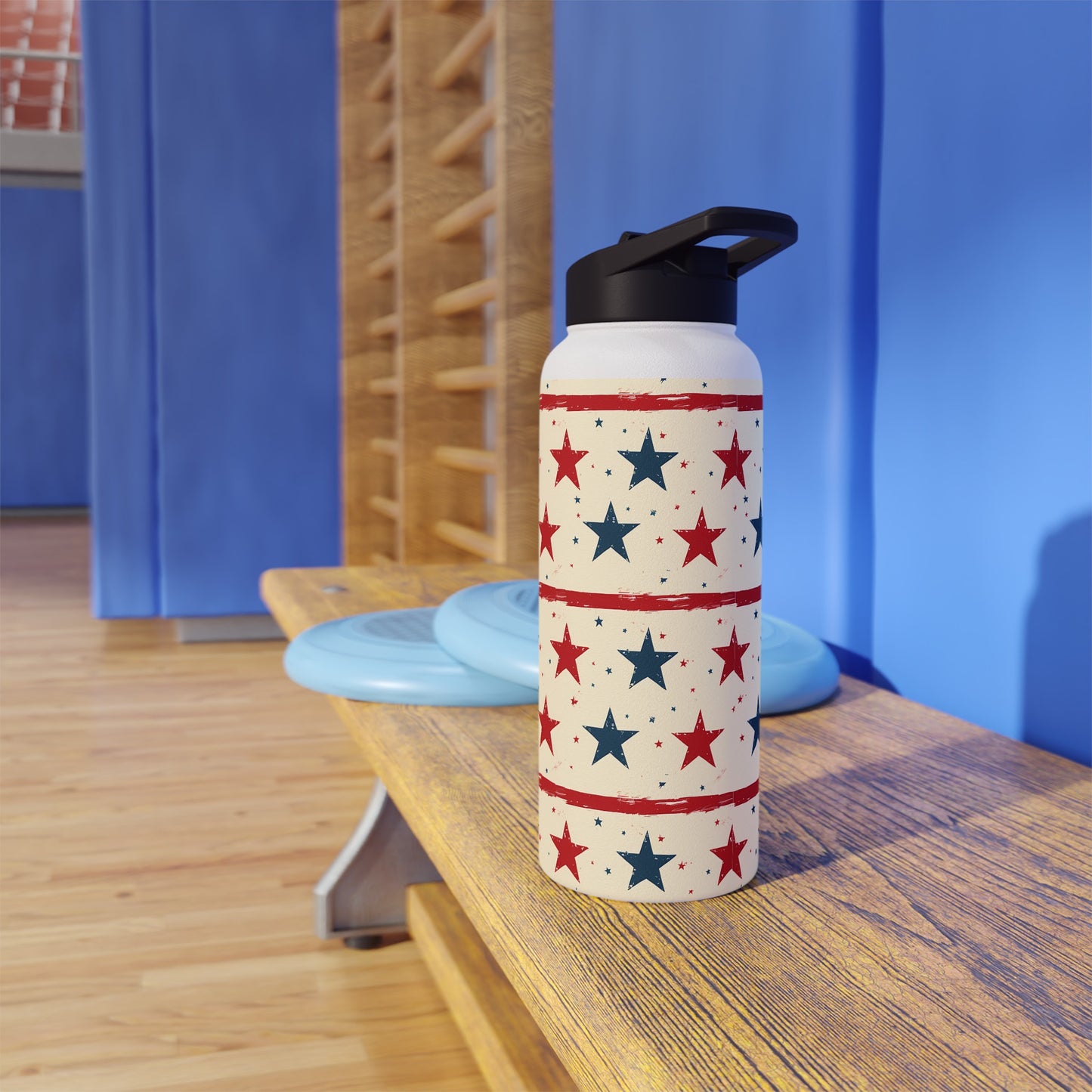 Stainless Steel Water Bottle Thermos, 32oz, Stars & Stripes - Double Wall Insulation Keeps Drinks Hot or Cold
