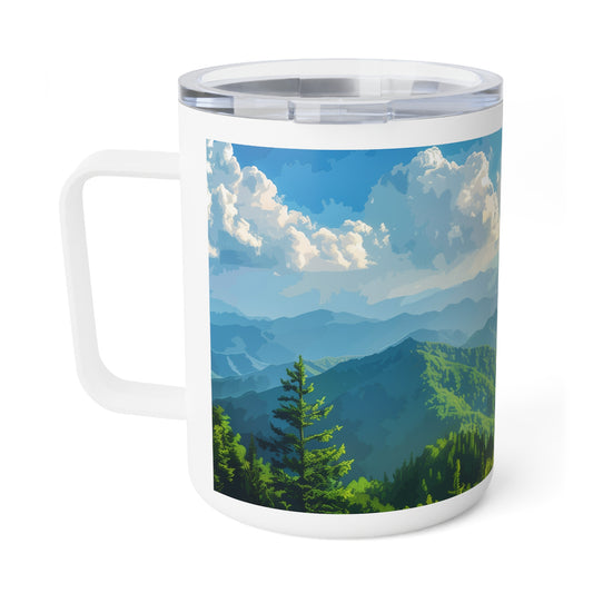 Insulated Coffee Mug with Smoky Mountains National Park Design, 10 oz