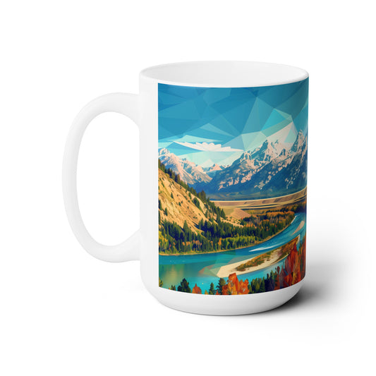 Large Collectible Coffee Mug with Grand Teton National Park Design, 15oz