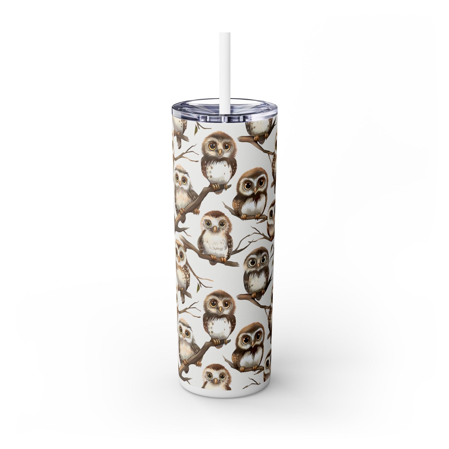 Insulated 20 oz Tumbler with Lid & Straw, Baby Owlets - Double-walled Stainless Steel, Keeps Drinks Hot or Cold