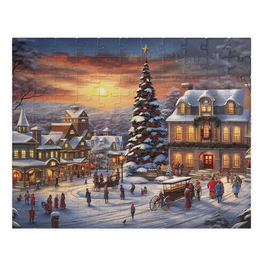 Colonial Christmas Village Jigsaw Puzzle for Adults and Kids, Perfect Holiday Gift (110 Pieces)