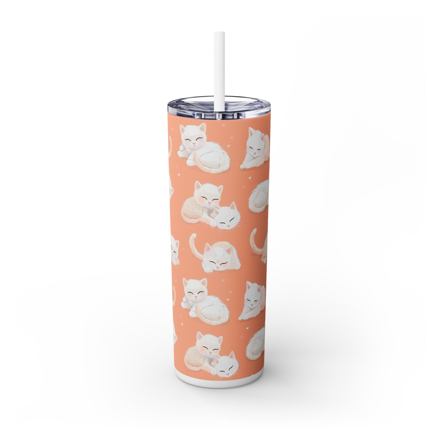 Insulated 20 oz Tumbler with Lid & Straw, Cute Baby Kittens - Double-walled Stainless Steel, Keeps Drinks Hot or Cold