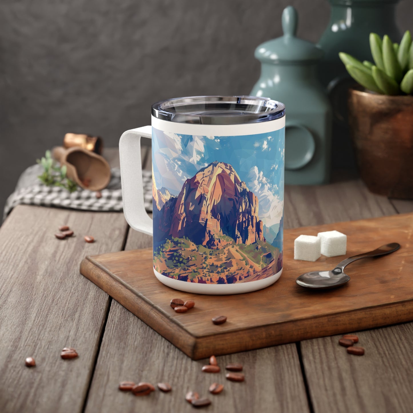 Insulated Coffee Mug with Zion National Park Design, 10 oz