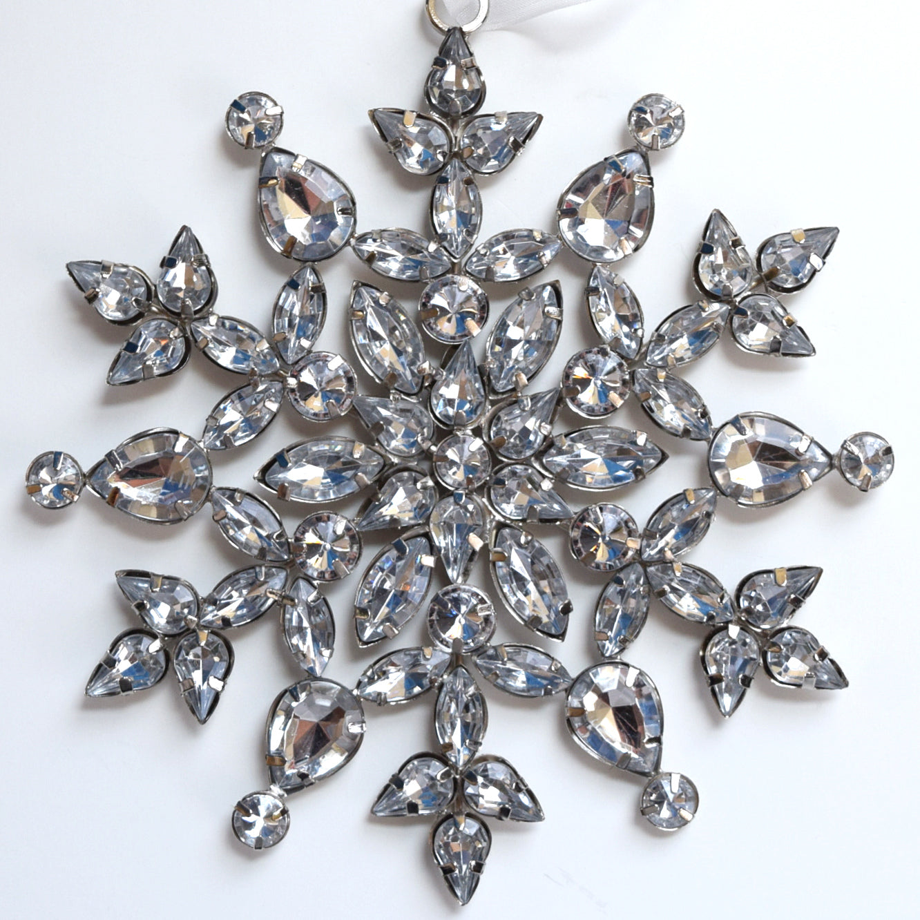 Set of 3 Jeweled Rhinestone Snowflake Ornaments (5.5" Radiant Light Design) - Perfect for Christmas Tree, Hanging Holiday Decoration, Gifts & Decor