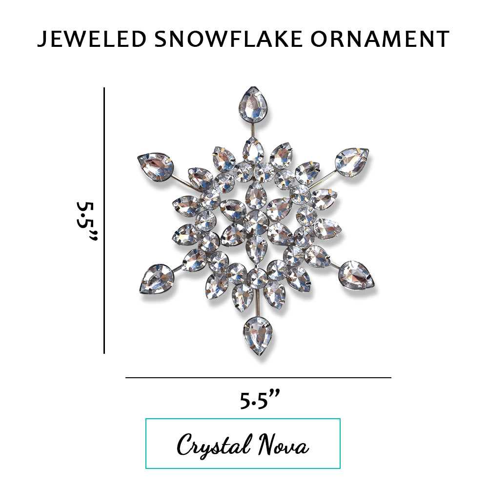 Set of 3 Jeweled Rhinestone Snowflake Ornaments (5.5" Crystal Nova Design) - Perfect for Christmas Tree, Hanging Holiday Decoration, Gifts & Decor