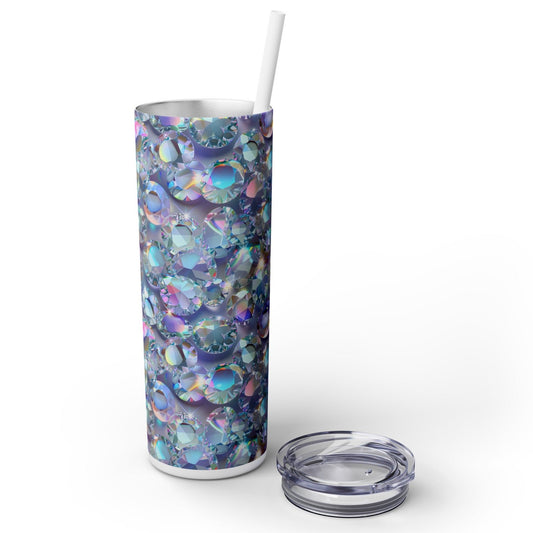 Stainless Steel Tumbler with Lid & Straw, 20 oz, Diamond Gem Bling  - Double-walled, Keeps Drinks Hot or Cold