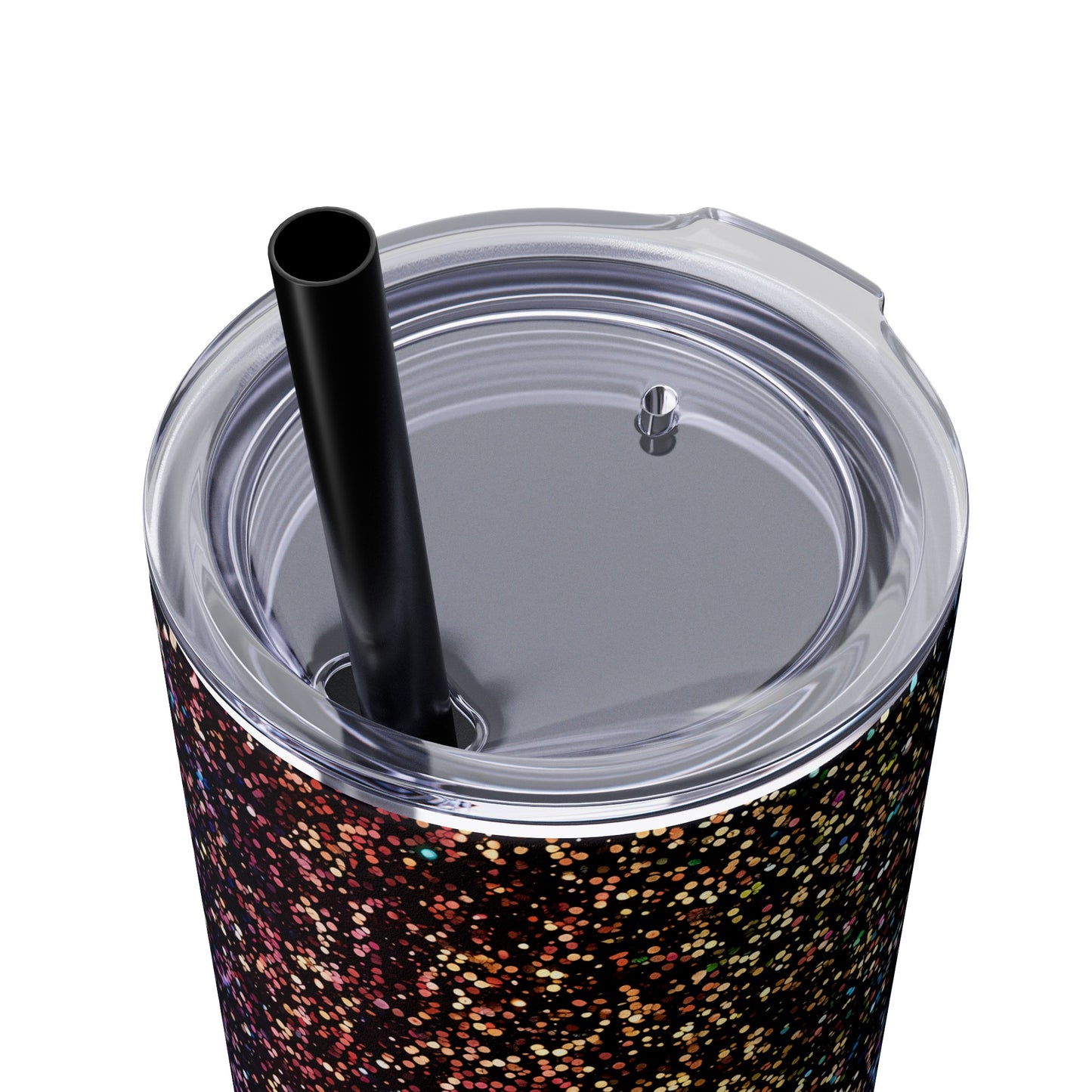Stainless Steel Tumbler with Lid & Straw, 20 oz, Dark Rainbow Glitter  - Double-walled, Keeps Drinks Hot or Cold
