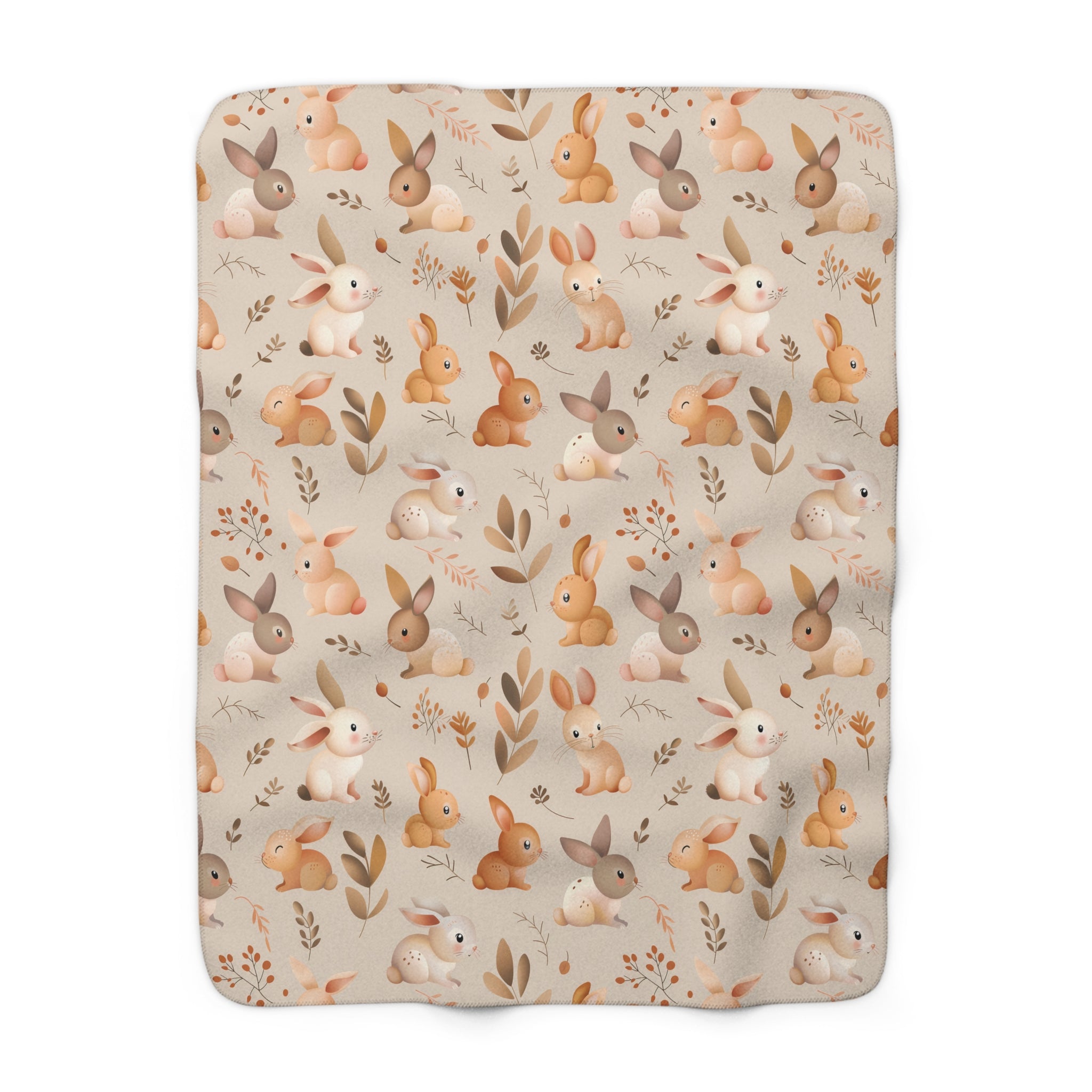 Sherpa Fleece Blanket with Cute Baby Bunny Rabbits, 50×60