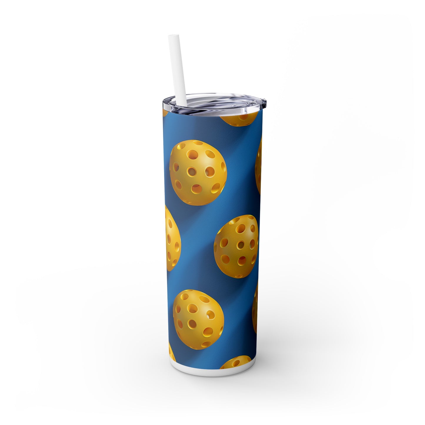 Stainless Steel Tumbler with Lid & Straw, 20 oz, 3D Pickle Ball Gift  - Double-walled, Keeps Drinks Hot or Cold