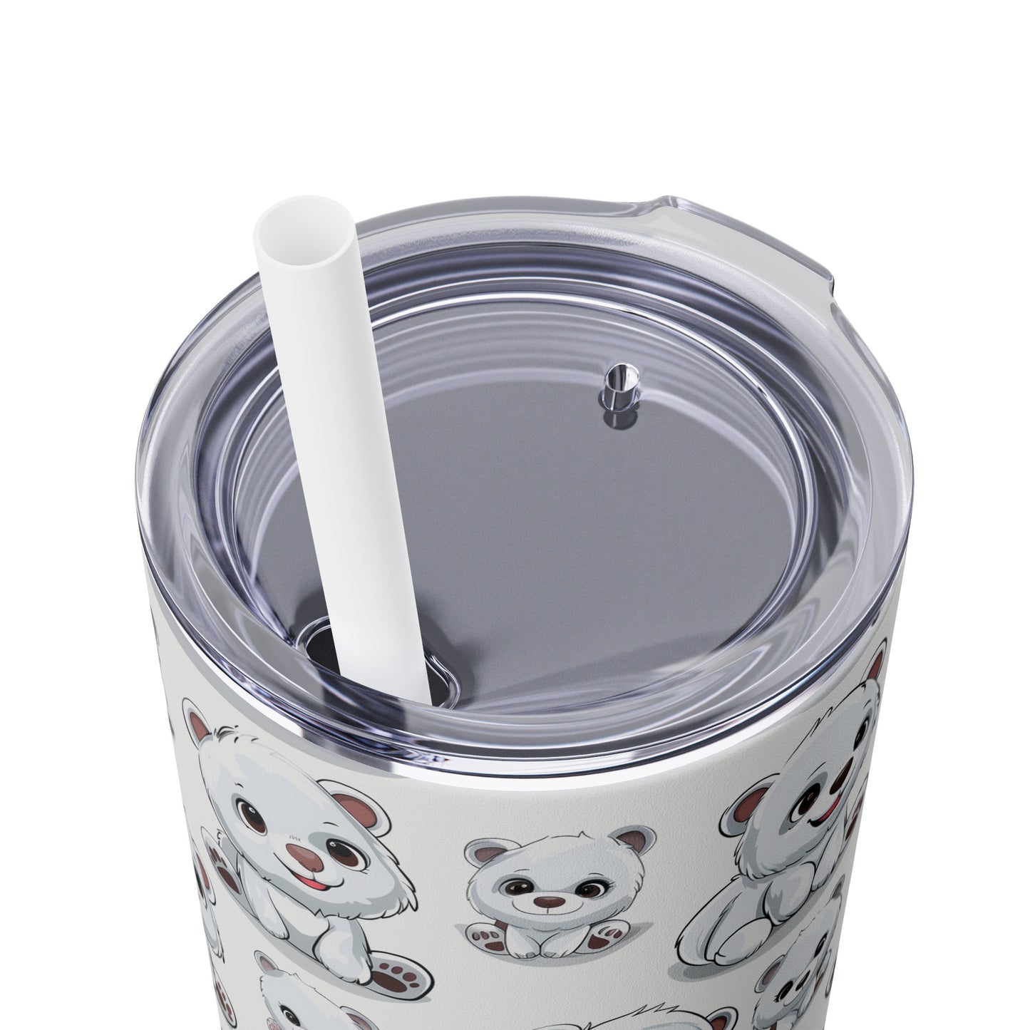 Insulated 20 oz Tumbler with Lid & Straw, Polar Bear Cubs - Double-walled Stainless Steel, Keeps Drinks Hot or Cold