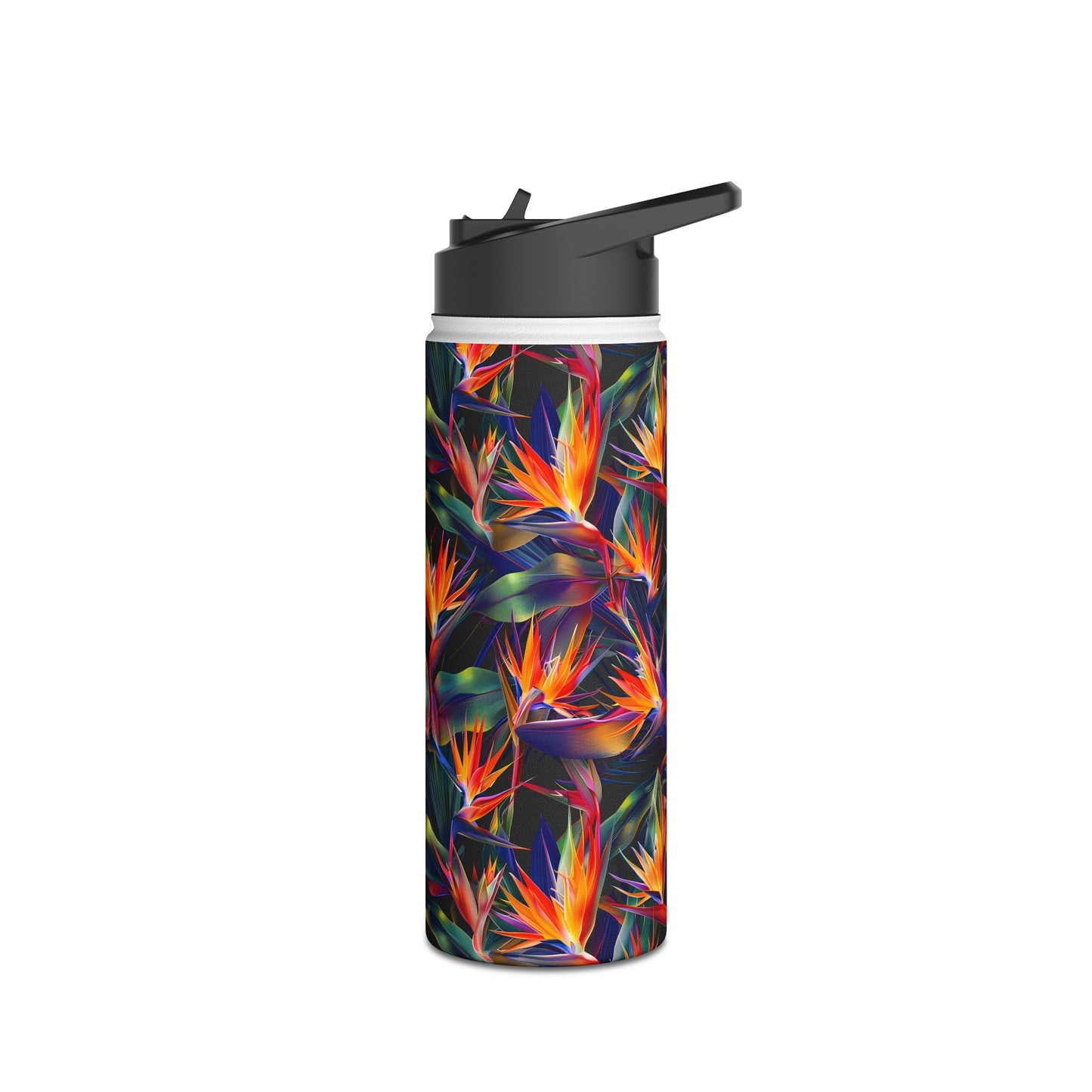Stainless Steel Water Bottle Thermos, 18oz, Birds of Paradise - Double Wall Insulation Keeps Drinks Hot or Cold