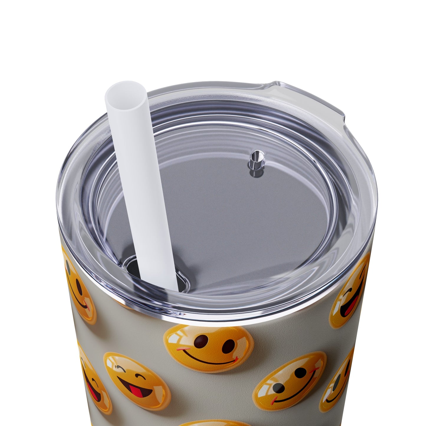 Stainless Steel Tumbler with Lid & Straw, 20 oz, 3D Happy Emojis - Double-walled, Keeps Drinks Hot or Cold