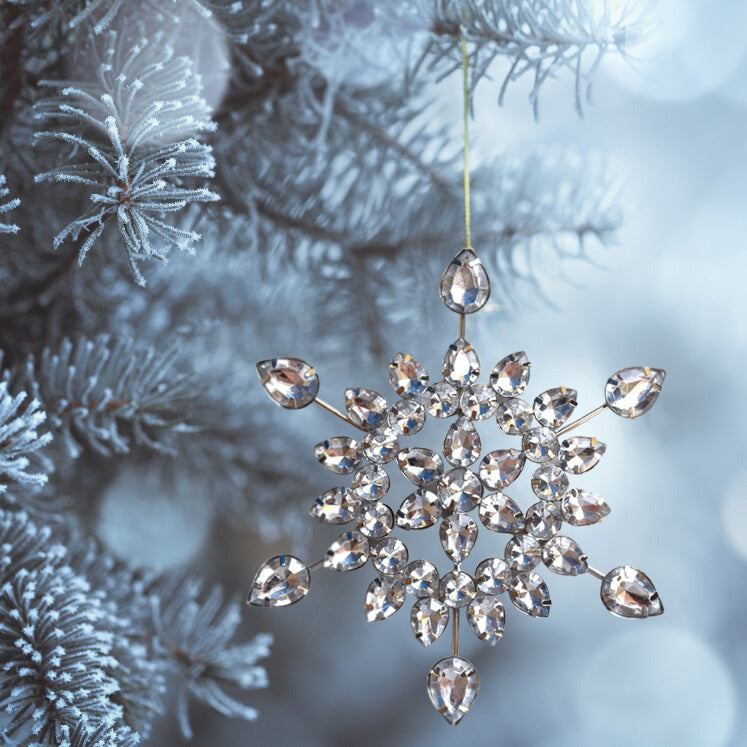 Set of 3 Jeweled Rhinestone Snowflake Ornaments (5.5" Crystal Nova Design) - Perfect for Christmas Tree, Hanging Holiday Decoration, Gifts & Decor