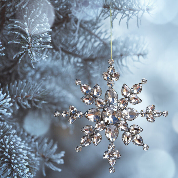 Set of 10 Plastic Crystal Snowflake Ornaments/vintage Snowflake