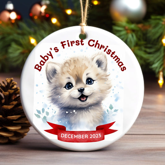 Baby's First Christmas Ornament, 2023 Keepsake Holiday Ornament, Cute Pup - Perfect Gift for New Baby