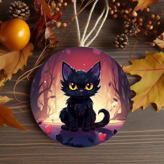Cute Black Cat Halloween Ornament for Mini Tree Decoration