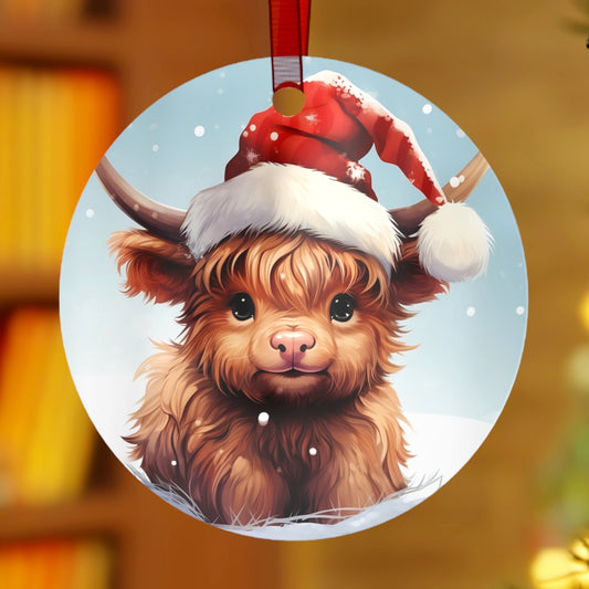 Baby Highland Cow, Family Christmas Ornament - Collectible for Tree or Hanging Car Ornaments