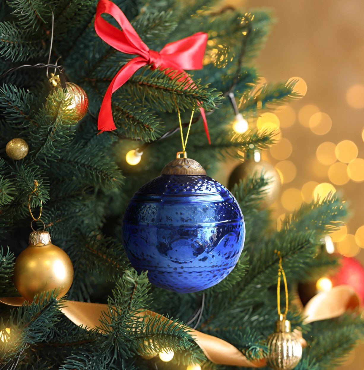 Set of 4 Blue Mercury Glass Ornaments (3.15 Inch Elegant Etched Ball) - Perfect for Christmas Tree, Hanging Holiday Decoration, Gifts & Home Decor - WillBrite.com - Gifts & Décor that Make People Happy