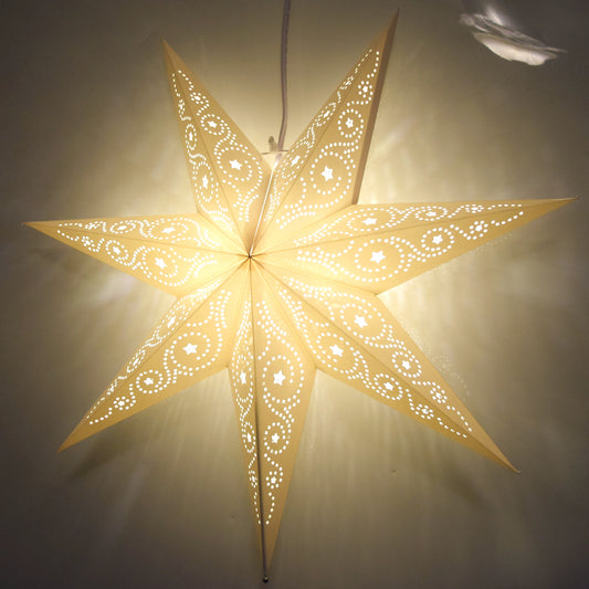 Paper Star Lantern Decoration (Celestial White 7-Point Glossy Star) - WillBrite.com - Gifts & Décor that Make People Happy