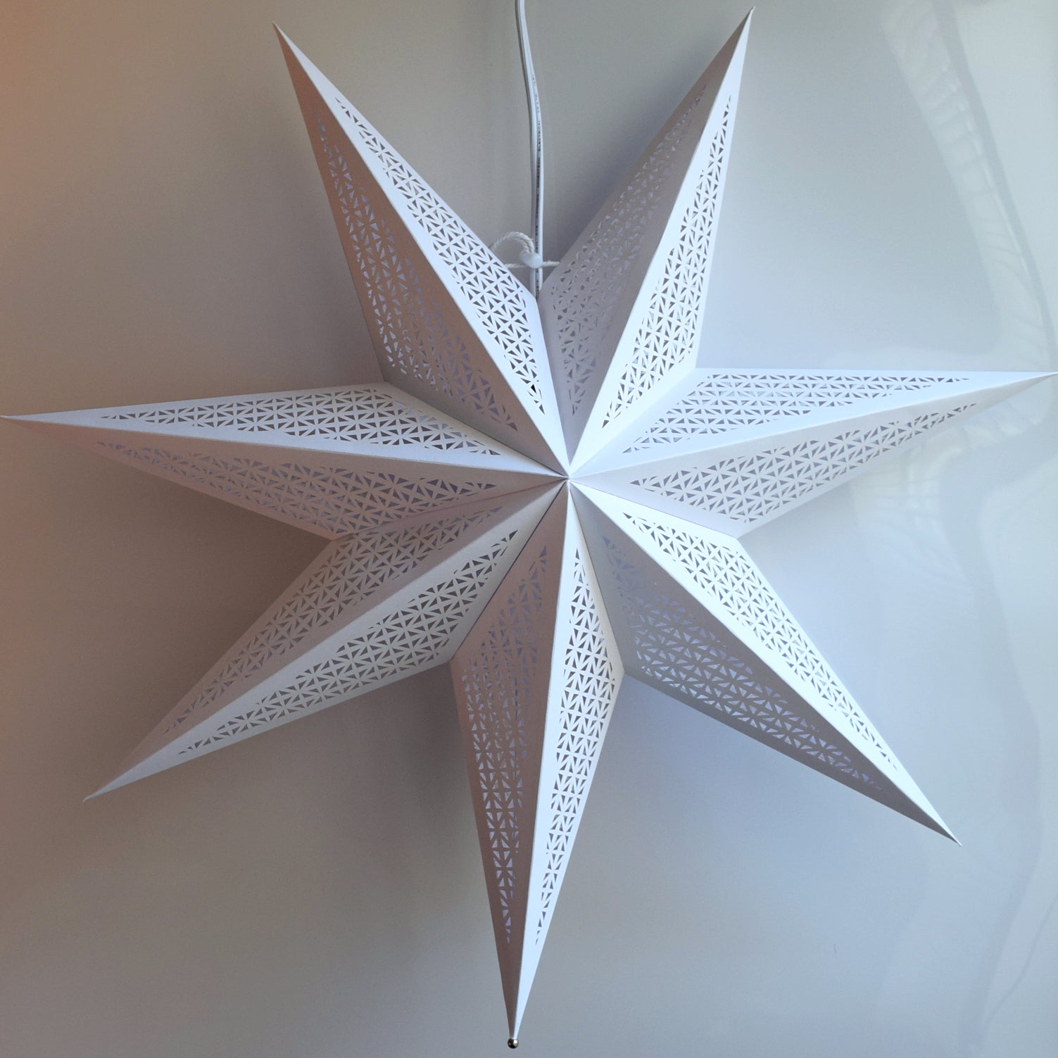 Paper Star Lantern Decoration (Cosmic White 7-Point Lighted Star) - WillBrite.com - Gifts & Décor that Make People Happy