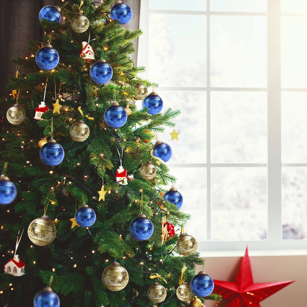 Set of 4 Blue Mercury Glass Ornaments (3.15 Inch Elegant Etched Ball) - Perfect for Christmas Tree, Hanging Holiday Decoration, Gifts & Home Decor - WillBrite.com - Gifts & Décor that Make People Happy