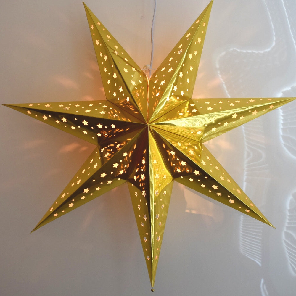 Paper Star Lantern Decoration (Galaxy Gold 7-Point Shining Star) - WillBrite.com - Gifts & Décor that Make People Happy