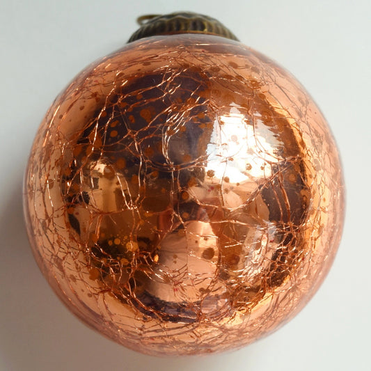 Set of 4 Rose Gold Pink Mercury Glass Ornaments (3.15 Vintage Crackle Ball) - WillBrite.com - Gifts & Décor that Make People Happy