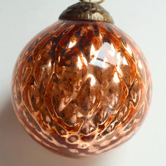Set of 4 Pink Rose Gold Mercury Glass Ornaments (3.15" Antique Embossed Ball) - WillBrite.com - Gifts & Décor that Make People Happy