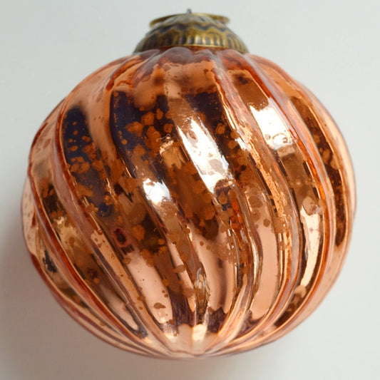 Set of 4 Rose Gold Pink Mercury Glass Ornaments (3.15" Classic Twist Ball) - WillBrite.com - Gifts & Décor that Make People Happy
