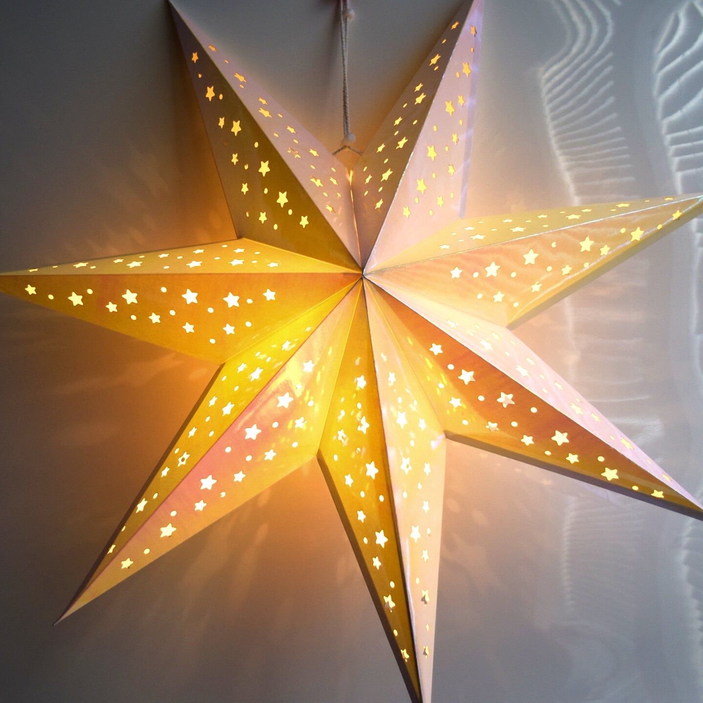 Prismatic Paper Star Lantern Decoration (22 inch Rainbow Iridescent 7-Point Lighted Star) - WillBrite.com - Gifts & Décor that Make People Happy